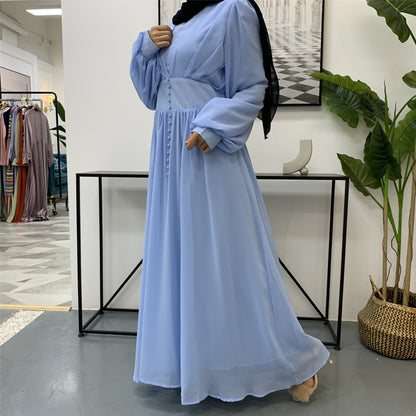 High-density Double Chiffon Fashion Simple And Elegant Muslim Dress