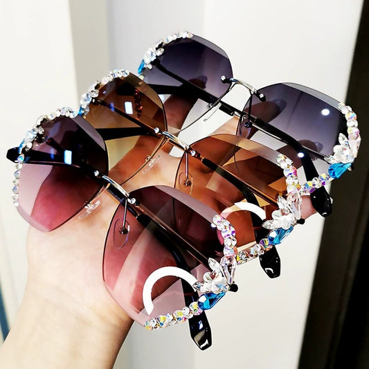 Stereo drilling female diamond Sunglasses UV protection