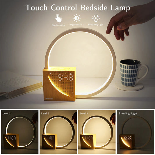 Table Lamp With Natural Sounds, Alarm Clock, Touch Control 3 Levels Brightness