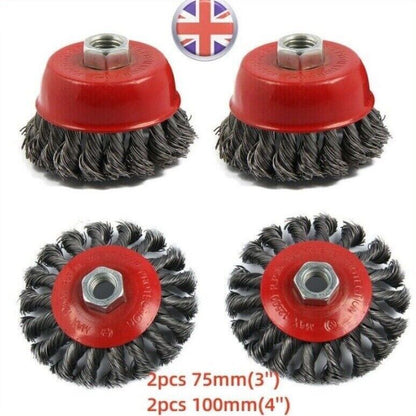 Twisted & Crimped 4 Wire Cup Brush